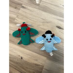 Lot Of 2 Island of Misfit Toys Green & Blue Misfit Green Plane (1999) CVS  Plush